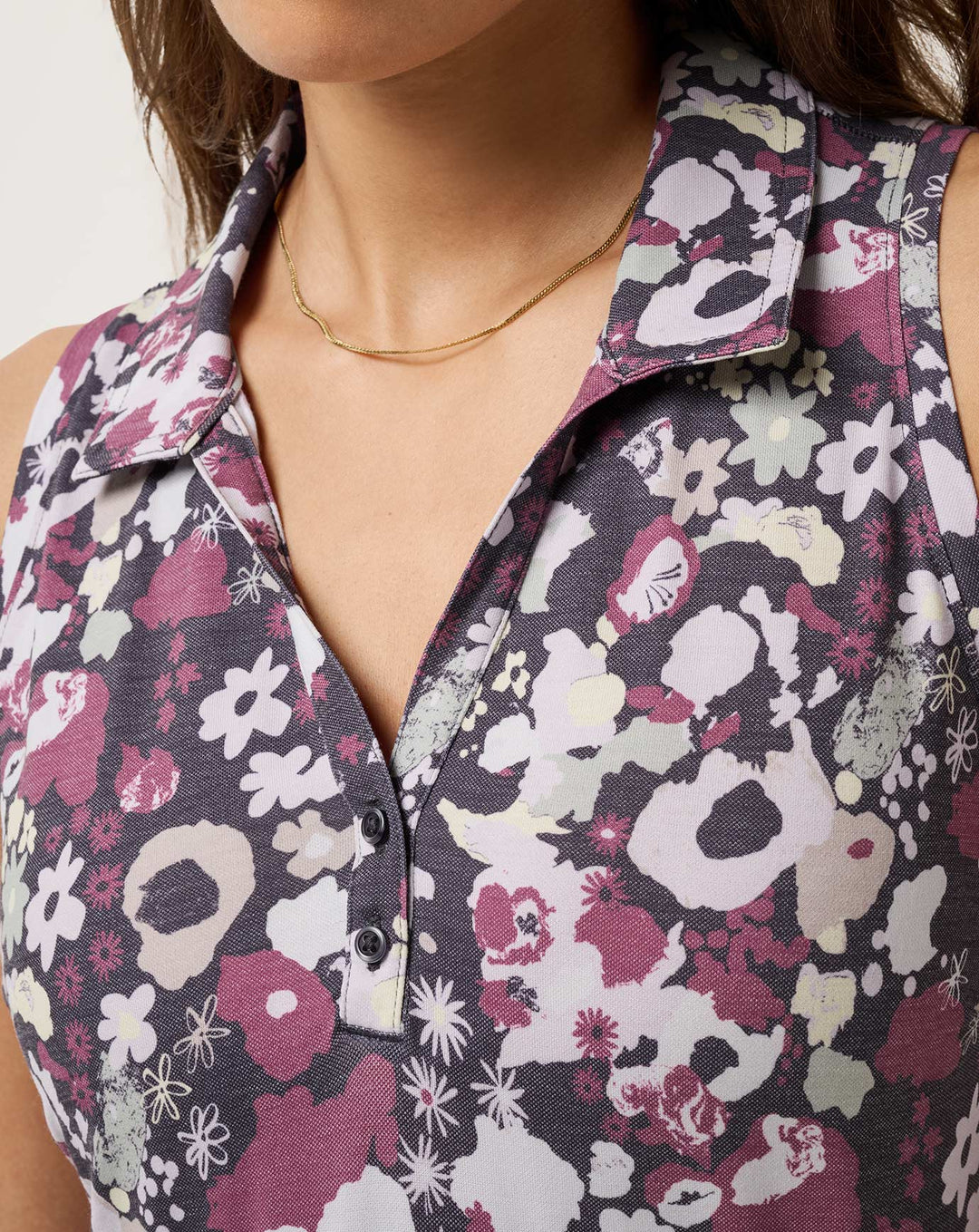 Featherweight Printed Sleeveless Polo