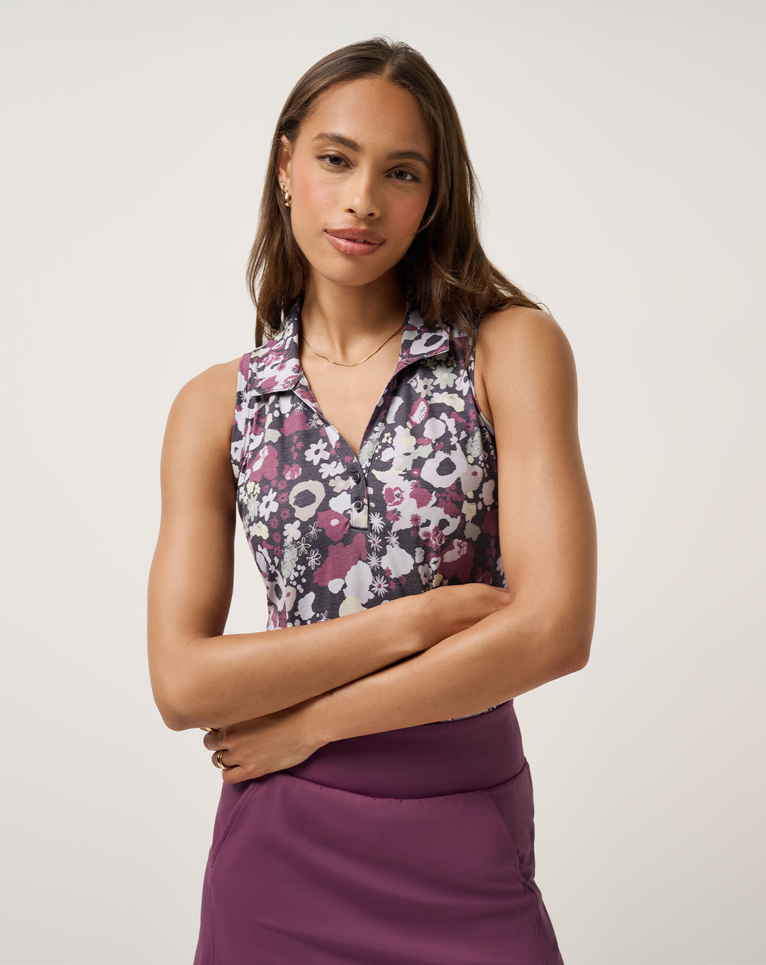 Featherweight Printed Sleeveless Polo